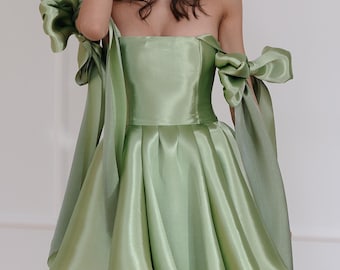 Olive Green Corset Mini Dress With Bow Straps. Mini Cocktail Dress,shortgraduation Dress. Holiday Dress. - Etsy Olive Green Corset Mini Dress With Bow Straps. Mini Cocktail Dress,shortgraduation Dress. Holiday Dress. - Etsy