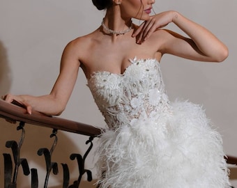 White Satin Feather Mini Dress: Bachelorette Bridal Robe - Etsy