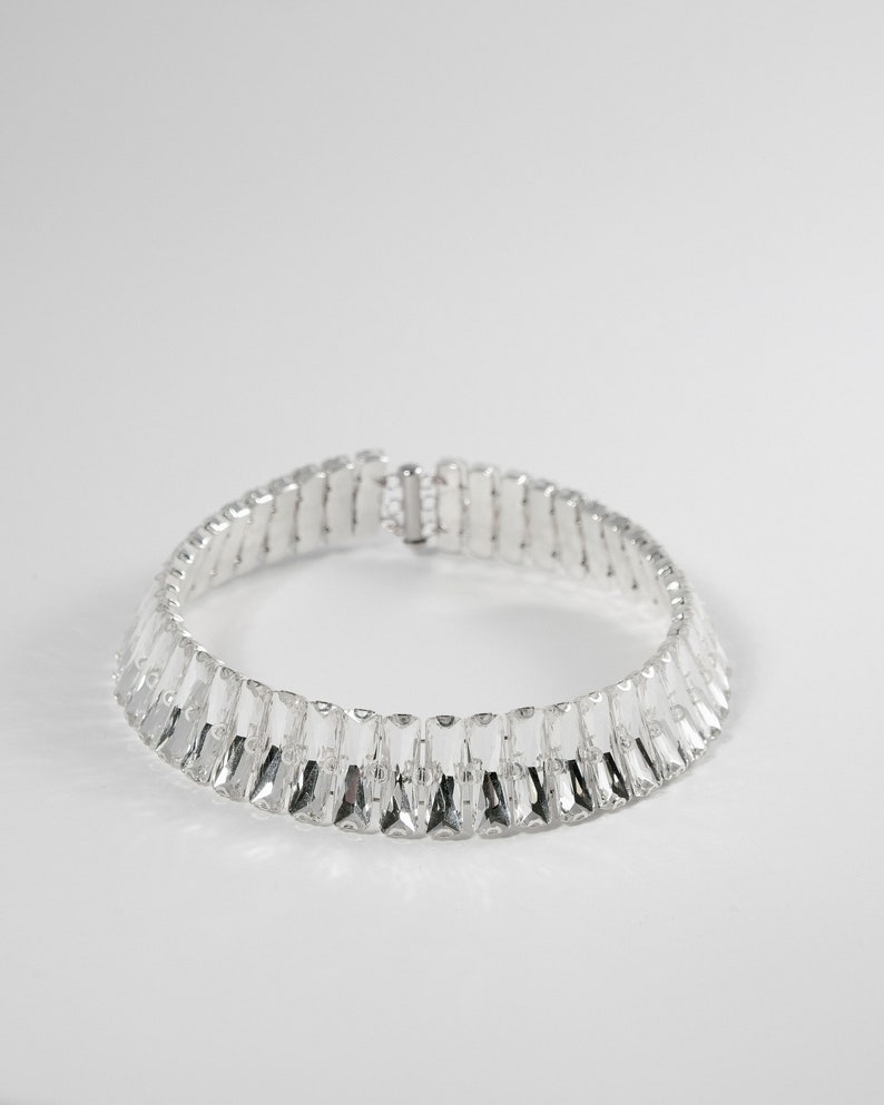 Große Strass-Choker Halskette. Silber Kristall Choker Armband-Set. Bild 7