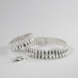 Große Strass-Choker Halskette. Silber Kristall Choker Armband-Set. Bild 9