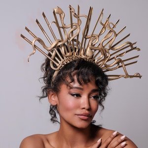 Snake halo crown. Goddess headpiece, festival medusa crown.