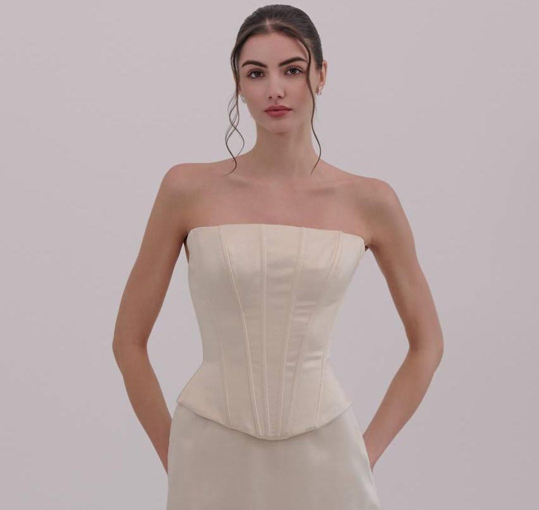 Top corset de noiva bege, corset de casamento Separados