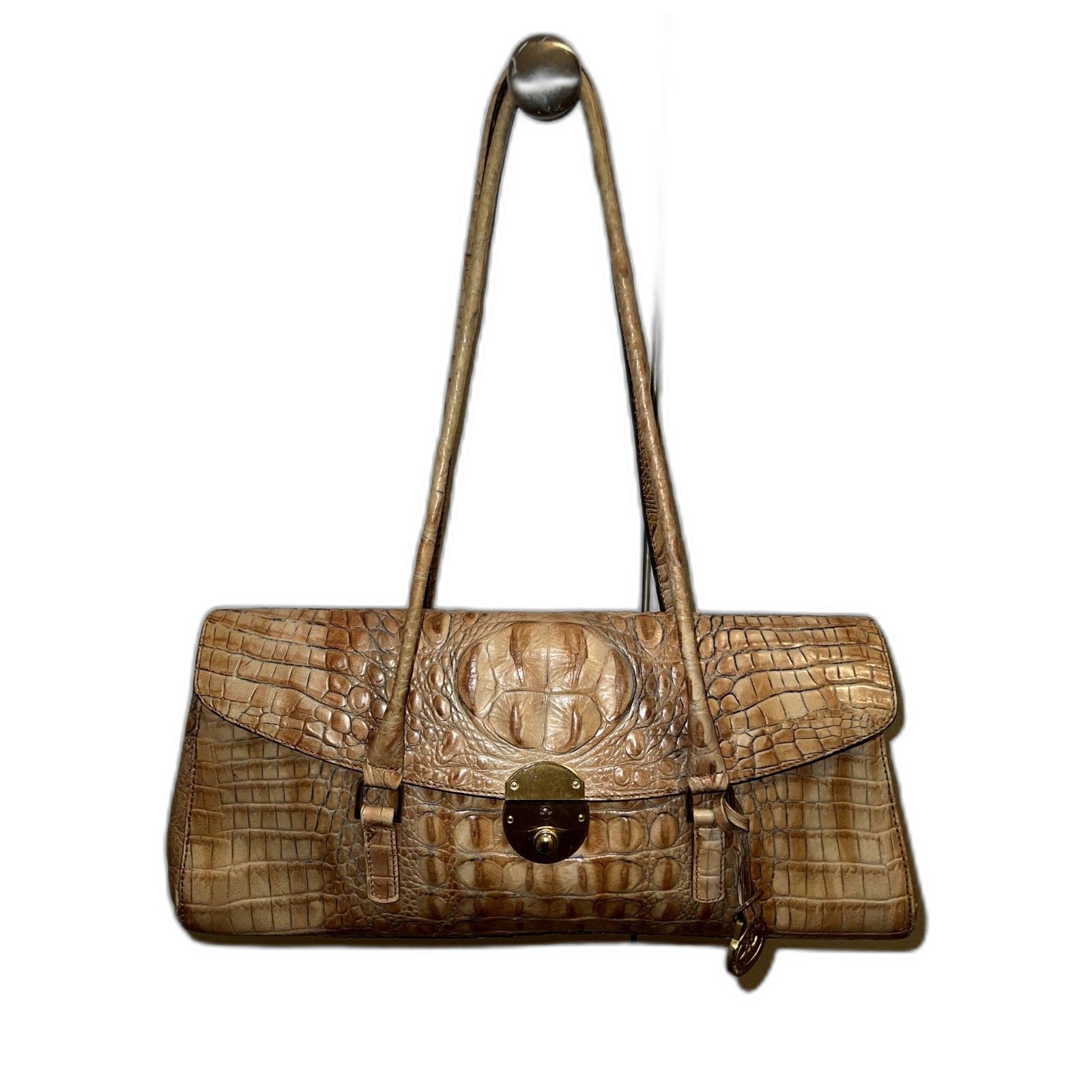 Vintage Brahmin embossed leather crocodile satchel shoulder bag | Suburban  Revival