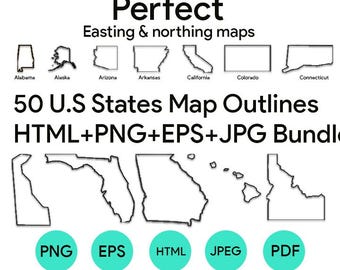 Contorni delle mappe degli stati degli USA: file vettoriali e stampabili (download digitale)