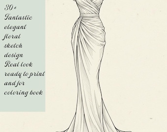 formal dress sketch design Ivory Lace Dusty Pink Horsehair Mermaid Custom Wedding Dress Sketch, A Custom Sketch