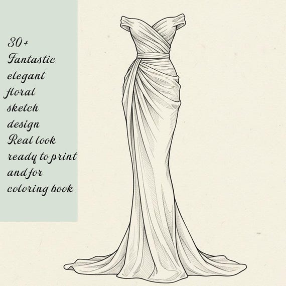 Couture Dress Fashion Sketches Coloring Book: Fashion Design Illustration  (PDF & JPG) - Etsy Israel