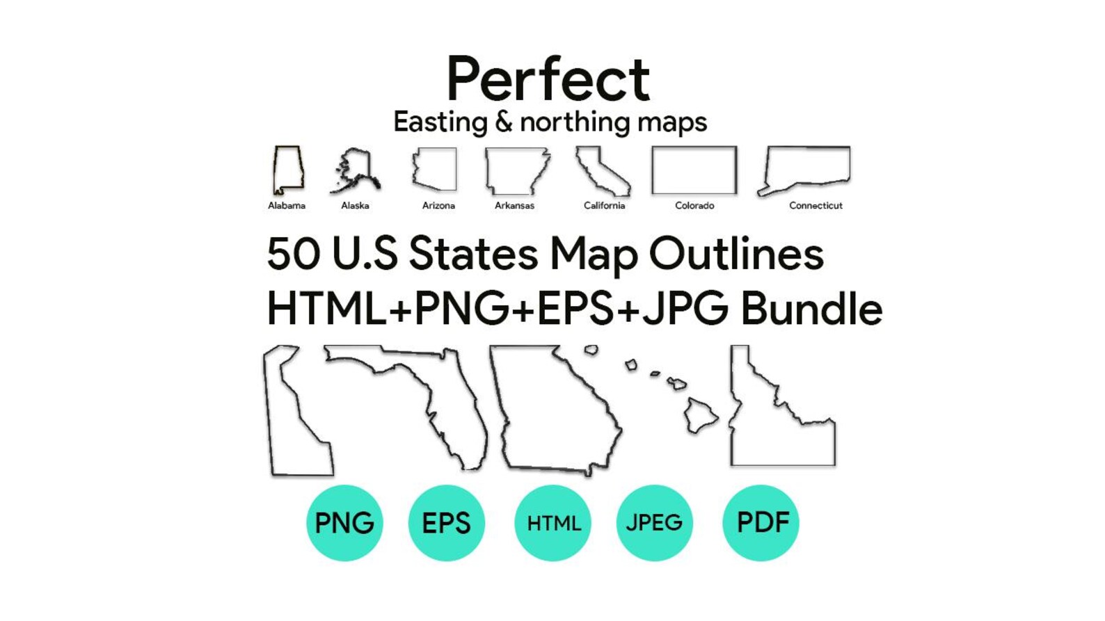 USA States Map Outlines: Vector & Printable Files (digital Download ...