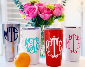 Monogram Decal for Yeti Tumbler, Monogram Sticker, Monogram Decal for Tumbler, Vinyl Monogram Decal