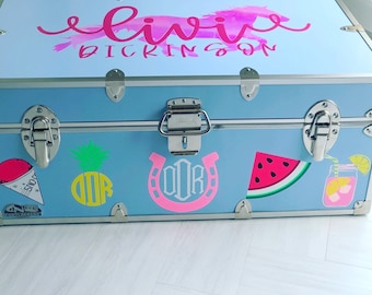 Camp Trunk Vinyl Decal Decor - Camp Trunk Sticker - Personalized Camp Trunk - Camp Trunk Monogram - Camp Trunk Name - Camp Trunk Decals