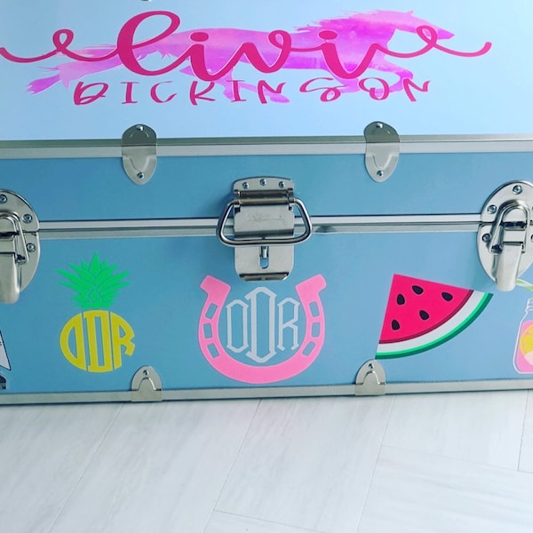 Camp Trunk Vinyl Decal Decor - Camp Trunk Sticker - Personalized Camp Trunk - Camp Trunk Monogram - Camp Trunk Name - Camp Trunk Decals