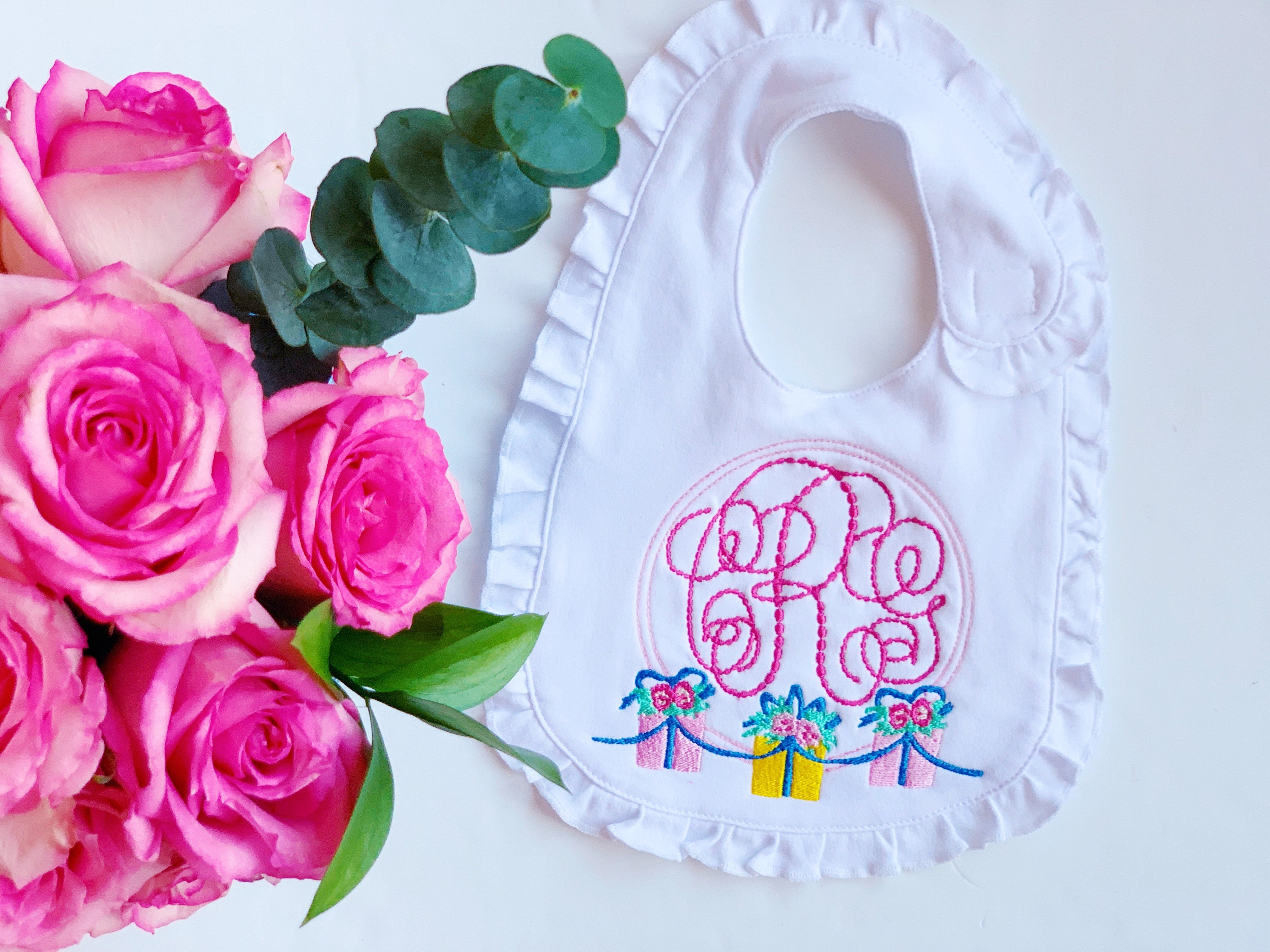 Monogrammed Baby Gift Set Burp Cloth Onesie Bib Etsy