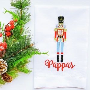 Monogrammed Christmas Linen Tea Towel, Personalized Hand Towel, Housewarming Gift, Christmas Gift, Embroidered, Hostess Gift,