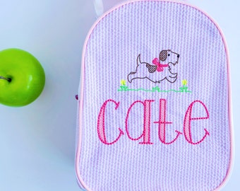 Monogrammed Seersucker Lunchbox: Insulated Lunch Bag, Back to School