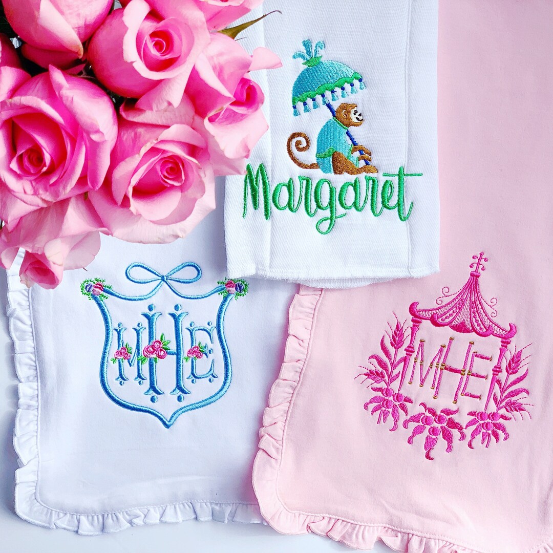 Monogrammed Burp Cloths Embroidered Burp Cloth Baby Gift Etsy