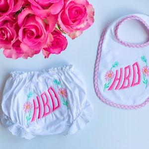 Monogrammed Bloomers, Ruffled Bloomers, Baby Girl, Personalized Diaper Covers