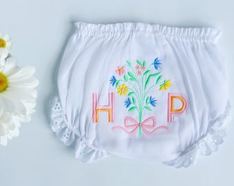 Monogrammed Bloomers, Ruffled Bloomers, Baby Girl, Personalized Diaper Covers