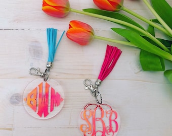 Monogrammed Key Chain - Tassel - Acrylic - Personalized Gift - Personalized Key Chain - Monogrammed - Graduation Gift