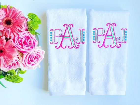 Monogrammed Hand Towel Personalized Hand Towel Embroidered Hand