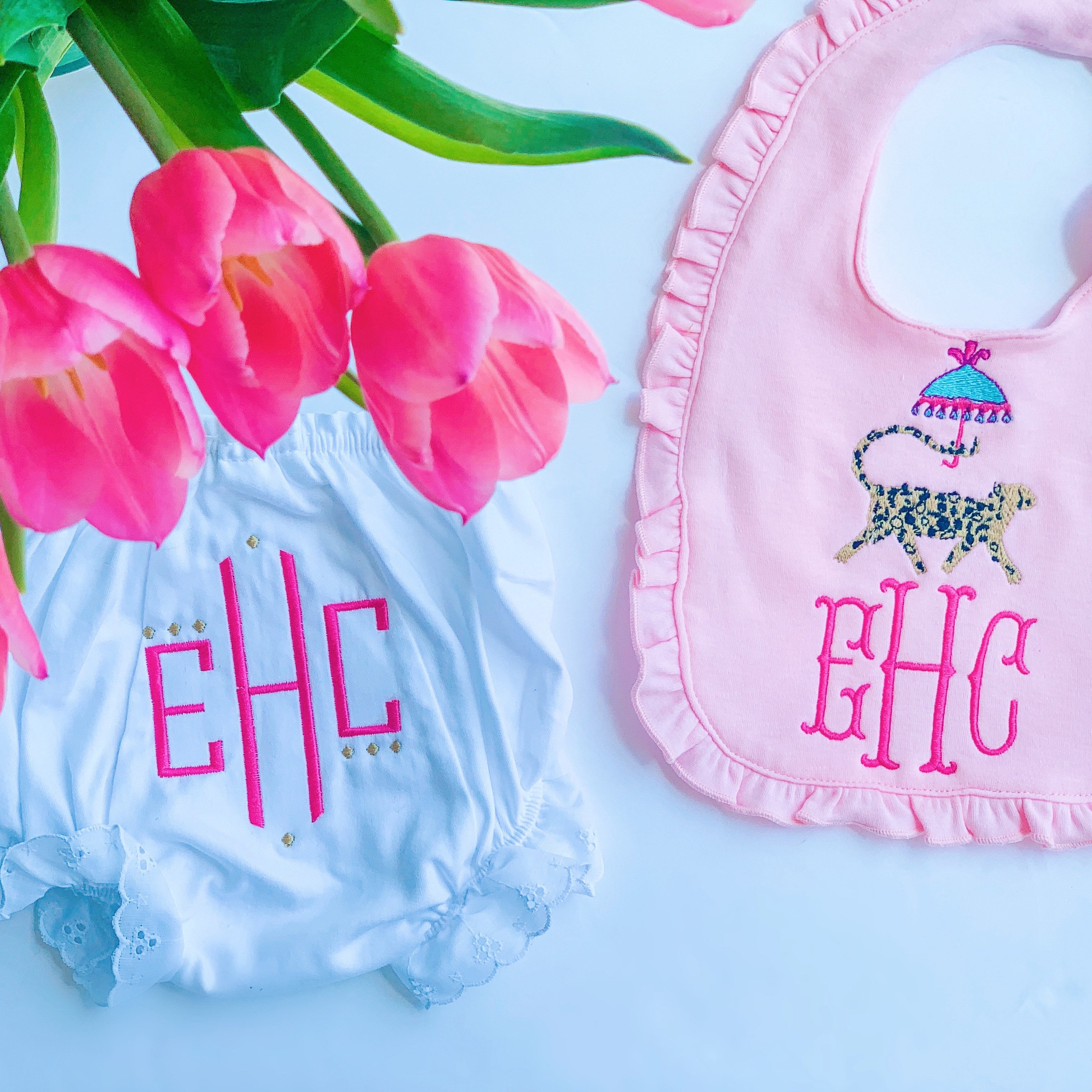 monogrammed bibs