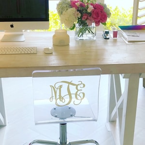 Acrylic Chair Monogram - Ghost Chair Monogram - Vinyl Chair Decal - Monogram Decal - Wedding Chair Sign - Chair Decal - Dorm - Office
