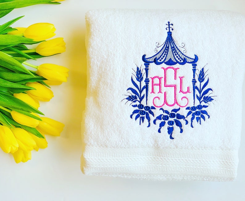 Monogrammed Bath Towel Etsy