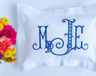 Monogrammed Boudoir Pillow, Boudoir Baby Pillow, Personalized Baby Gift, Embroidered Pillow, Dorm Room, Nursery Pillow, Monogrammed Pillow