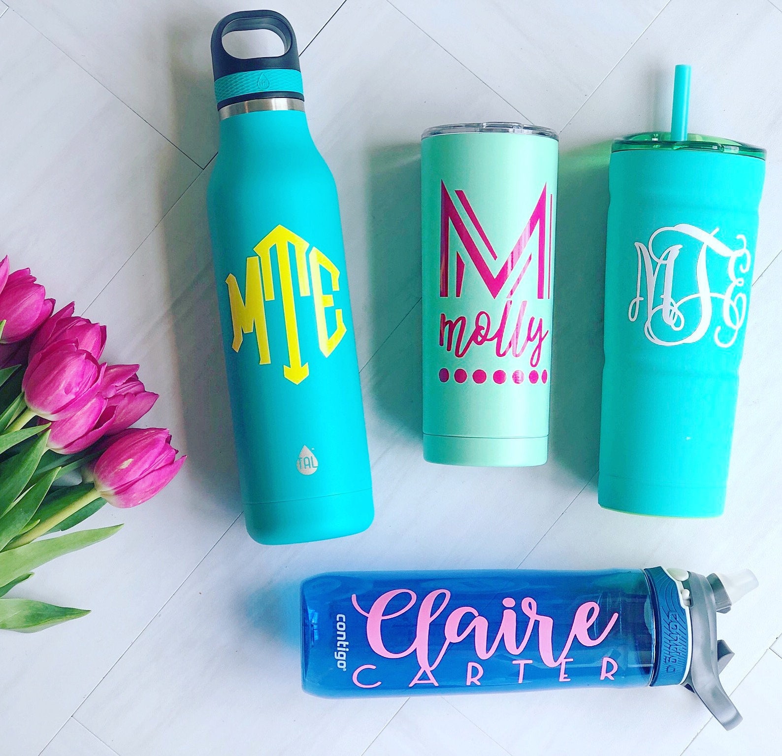 Water Bottle Labels Water Bottle Stickers Monogram Decal Etsy