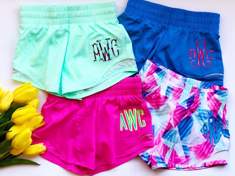 Monogrammed Running Shorts Personalized Athletic Shorts Etsy