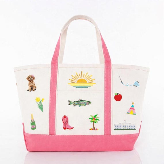 The Legacy Tote Bag, Custom Embroidered Boat Tote, Story Tote, Personalized Gift, Custom Icon Tote, Personalized Icon Tote Bag, Beach Bag