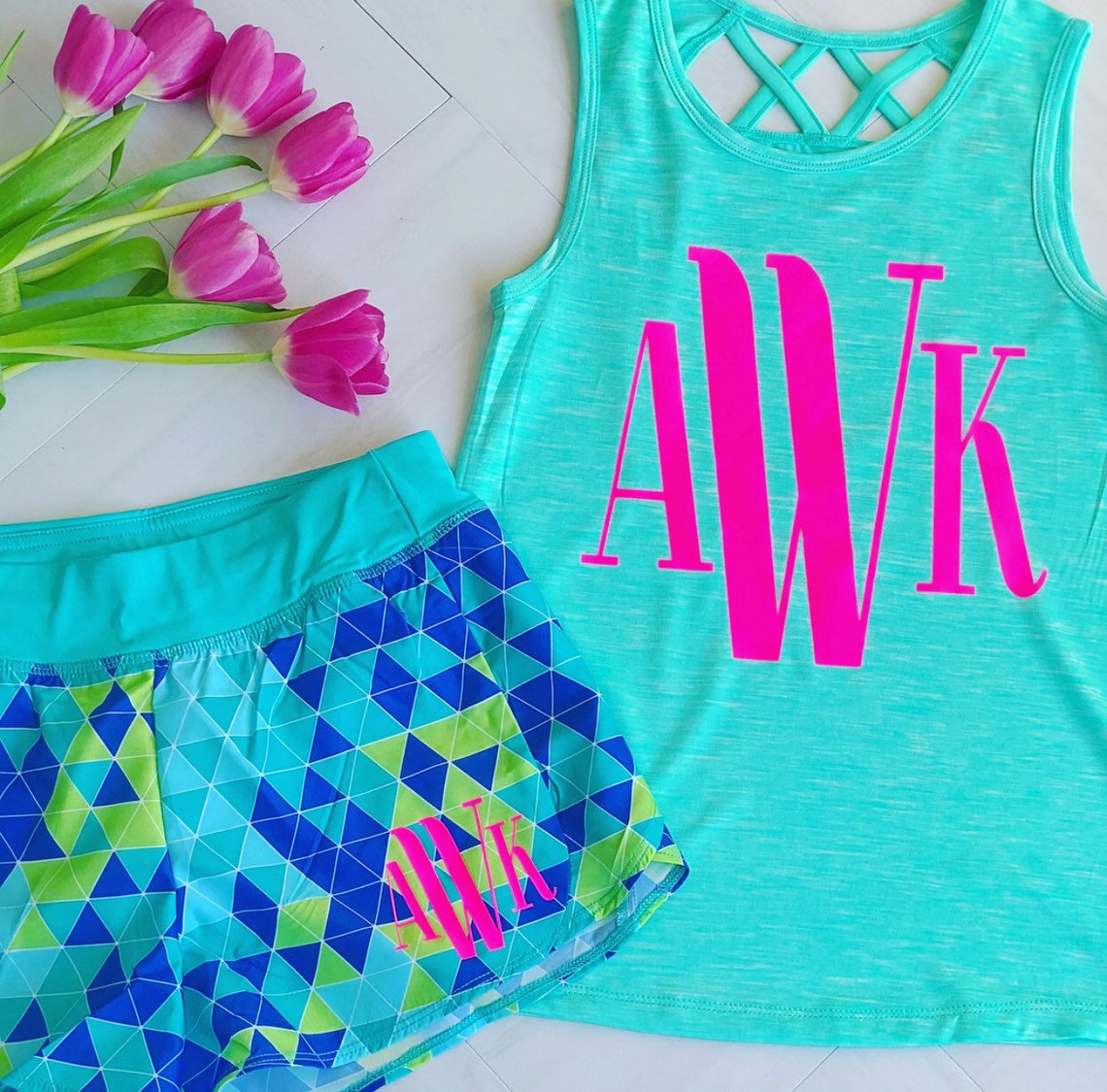 Girls Monogram Tank Top Cute Tank Top Monogram Tank Kids Etsy