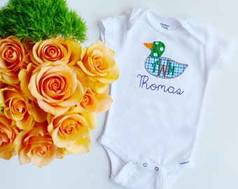 Mallard Duck Onesie or Shirt, Embroidered Duck Hunting Onesie or Shirt, Monogrammed Duck Onesie or Shirt, Personalized Onesie or Shirt