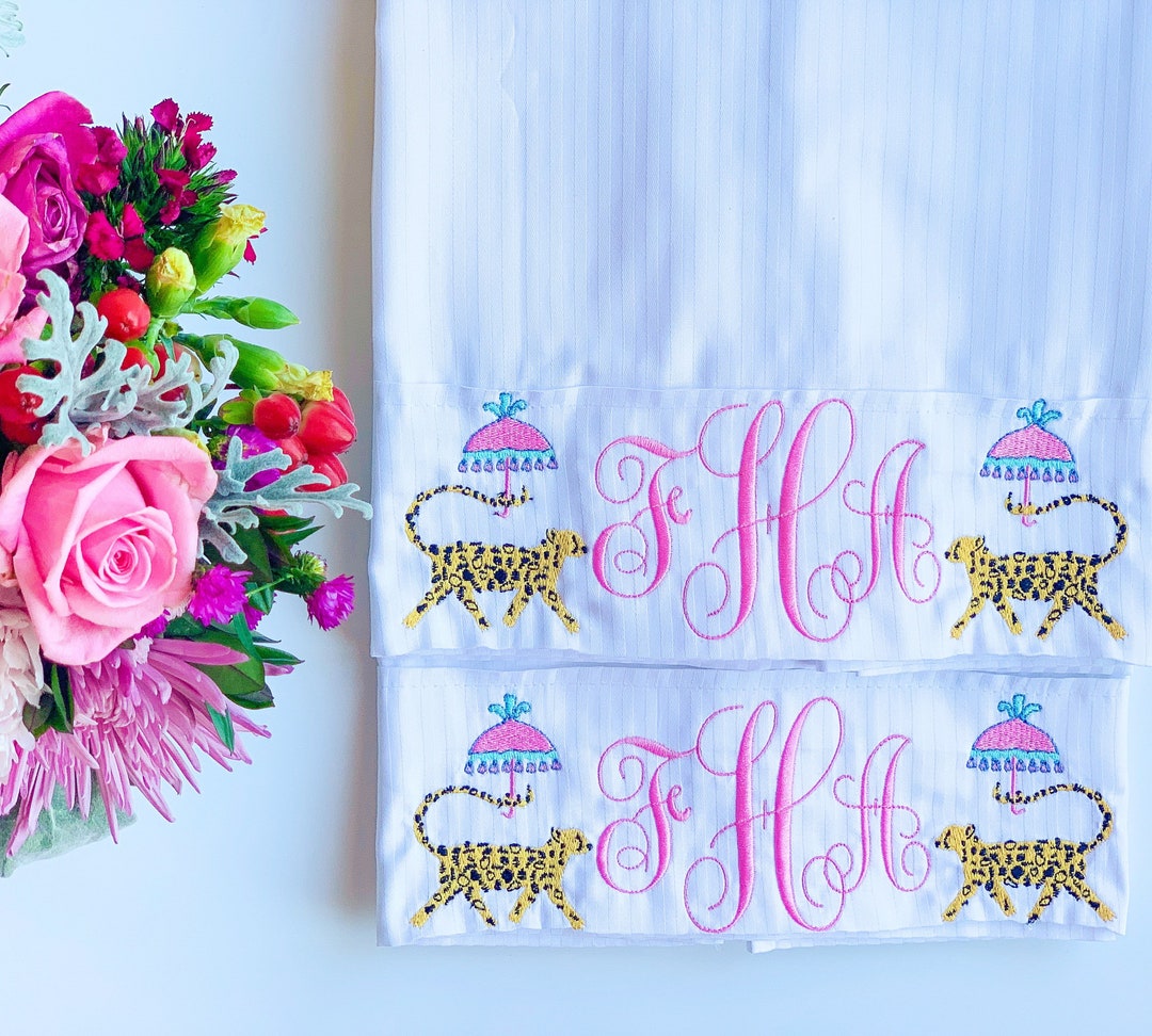 Monogrammed Pillowcase, Embroidered Pillowcase, Personalized Pillowcase