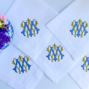 Monogrammed Dinner Napkins, Embroidered Linen Napkins, Personalized Cloth Napkins, Embroidered Napkins, Custom Napkins, Personalized Gift
