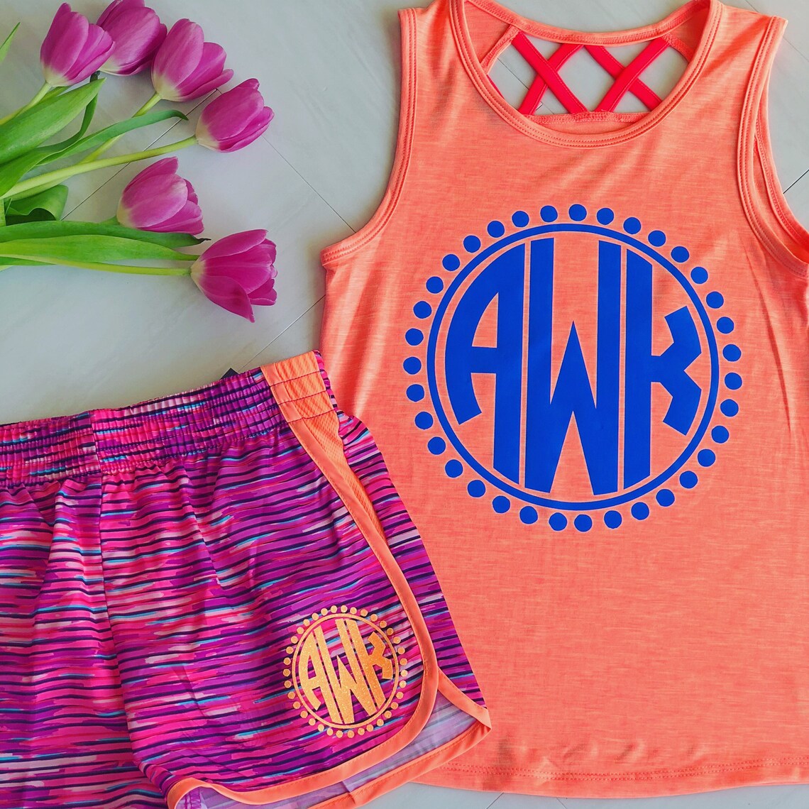 Girls Monogram Tank Top Cute Tank Top Monogram Tank Kids Etsy