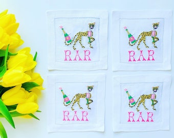Monogrammed Cocktail Napkins, Embroidered Linen Napkins, Hostess Gift, Housewarming Gift, Wedding Gift, Gifts for Her, Personalized Gift