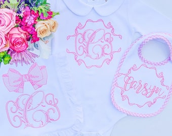 Baby Girl Coming Home Outfit, Monogrammed, Personalized, Newborn Coming Home, Gown, Baby Shower Gift, Monogram Gown, Baby Girl Gown, Custom
