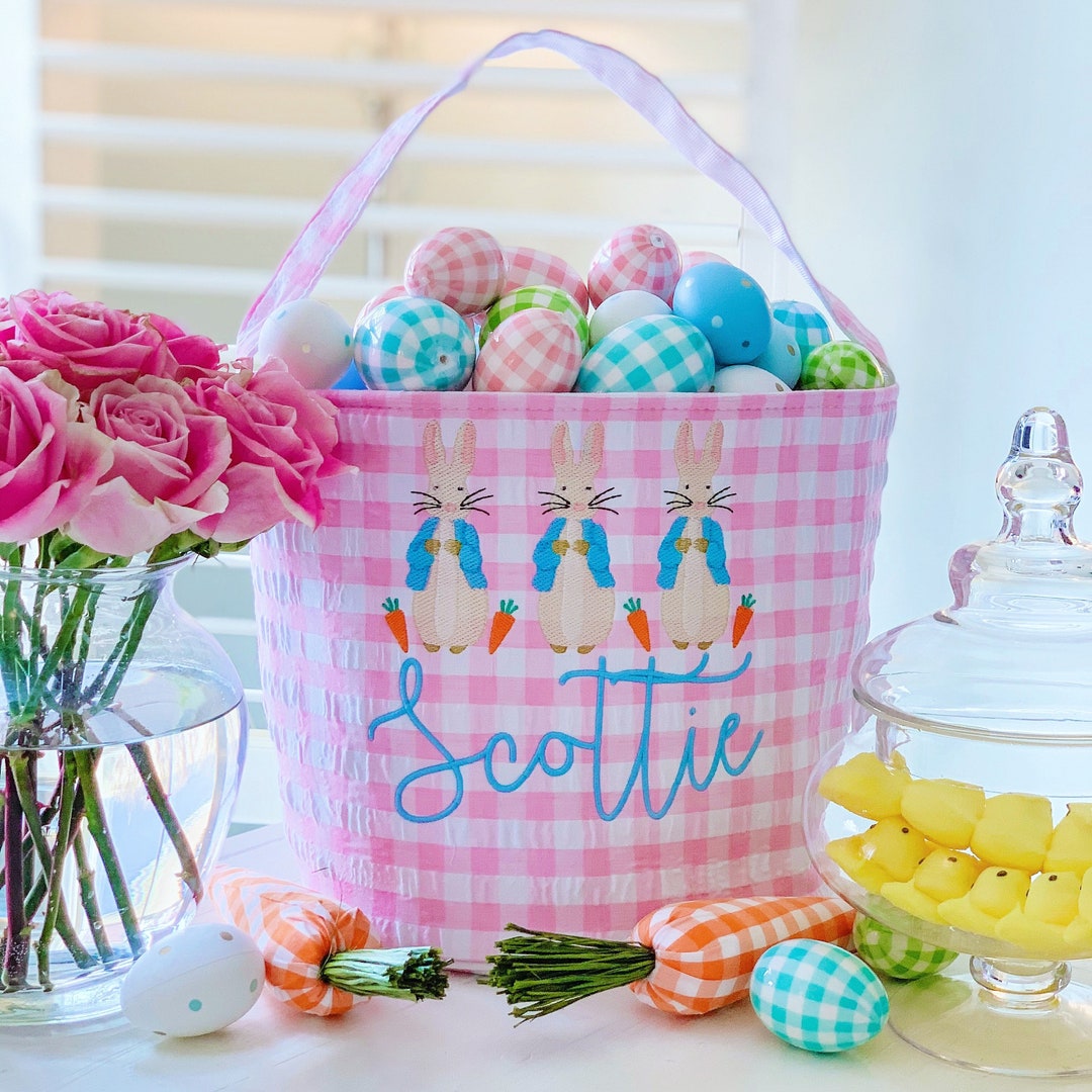 Monogrammed Easter Basket, Personalized Easter Basket, Embroidered