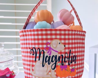 Monogrammed Halloween Trick or Treat Bag: Personalized Candy Tote
