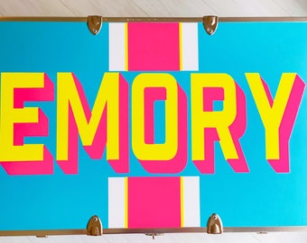 Camp Trunk Vinyl Decal Decor - BLOCK SHADOW - Camp Trunk Stickers - Personalized Camp Trunk - Camp Trunk Monogram - Camp Trunk Decals