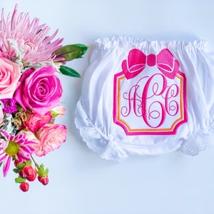 Monogrammed Bloomers, Ruffled Bloomers, Baby Girl, Personalized Diaper Covers