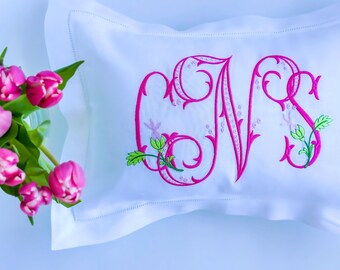 Monogrammed Boudoir Pillow, Boudoir Baby Pillow, Personalized Baby Gift, Embroidered Pillow, Dorm Room, Nursery Pillow, Monogrammed Pillow