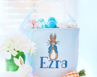 Monogrammed Easter basket, Personalized Easter Basket, Monogram Easter Basket, Tote, Girl Easter Basket, Boy Easter Basket, Gingham, Bunny