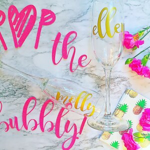 Champagne Flute Decals Champagne Glass Decals Bridesmaid Champagne Flutes Wedding Reception Flutes Personalized Gift image 2