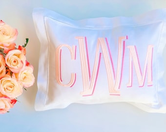 Monogrammed Boudoir Pillow, Boudoir Baby Pillow, Personalized Baby Gift, Embroidered Pillow, Dorm Room, Nursery Pillow, Monogrammed Pillow