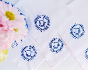 モノグラム入りディナーナプキン、刺繍入りリネンナプキン、パーソナライズ布ナプキン、刺繍入りナプキン、カスタムナプキン、パーソナライズギフト