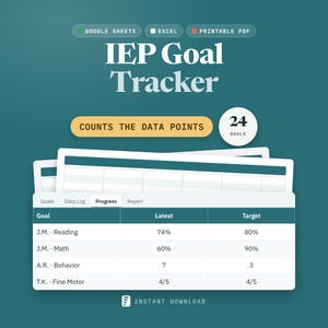 IEP Goal Tracker Spreadsheet | Data Collection Log, Progress Monitoring by Goal and Student, Printable Data Sheets | Google Sheets Excel