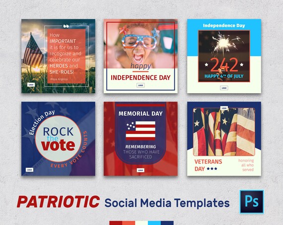 patriotic social media banner templates kit for photoshop 12 pack fully customizable photoshop banner templates