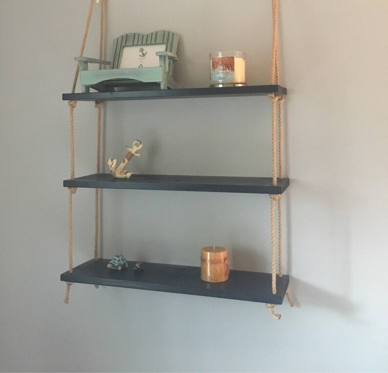 Nautical 3 2 Or 1 Tier Rope Shelf Etsy