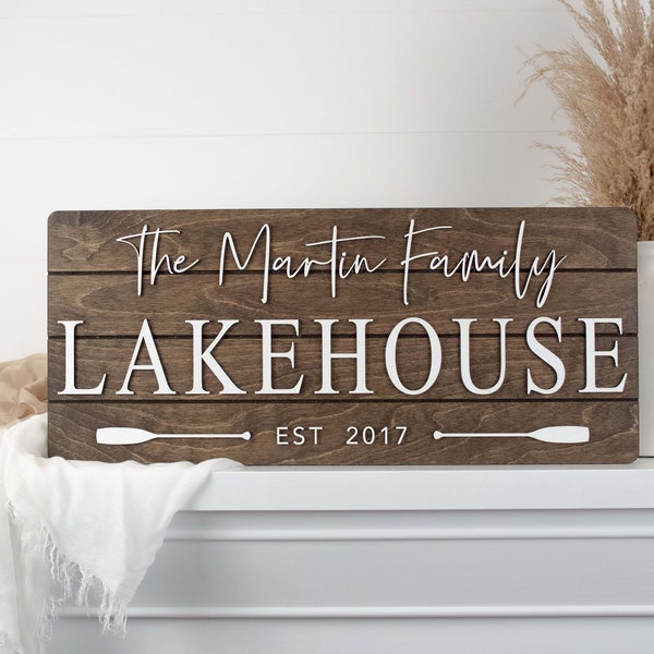 Lakehouse Sign, Personalized Custom Wood Sign, 3D Sign, Lakehouse Gift, Lakehouse Decor, Cottage Sign, Beach House Sign, Lake Life