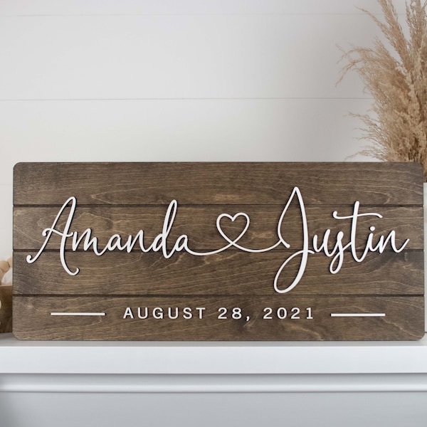 First Name Sign, Personalized Custom Wood Sign, Engagement Gift, Wedding Gift, Wedding Present, Housewarming Gift, 3D Sign, Anniversary Gift